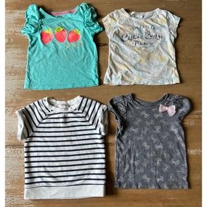 Girls 4 Shirt Bundle Cotton Tee Short Sleeve T-Shirts Tees by H&M sz 18m-4y